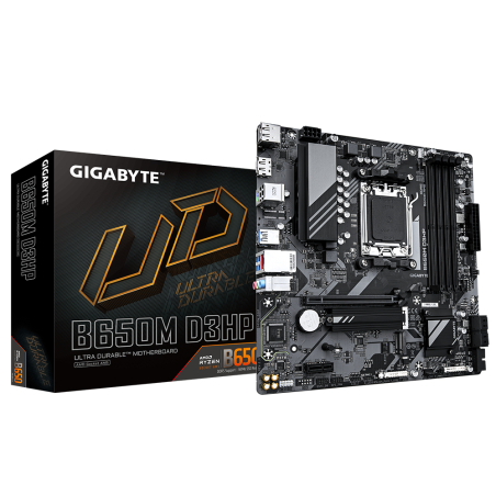 Mainboard|GIGABYTE|AMD B650|SAM5|Micro-ATX|Memory DDR5|Memory slots 4|1xPCI-Express 3.0 1x|1xPCI-Express 4.0 16x|2xM.2|1xHDMI|2xDisplayPort|2xUSB 2.0|3xUSB 3.2|1xUSB-C|1xPS/2|1xRJ45|3xAudio port|B650MD3HP|B650MD3HP