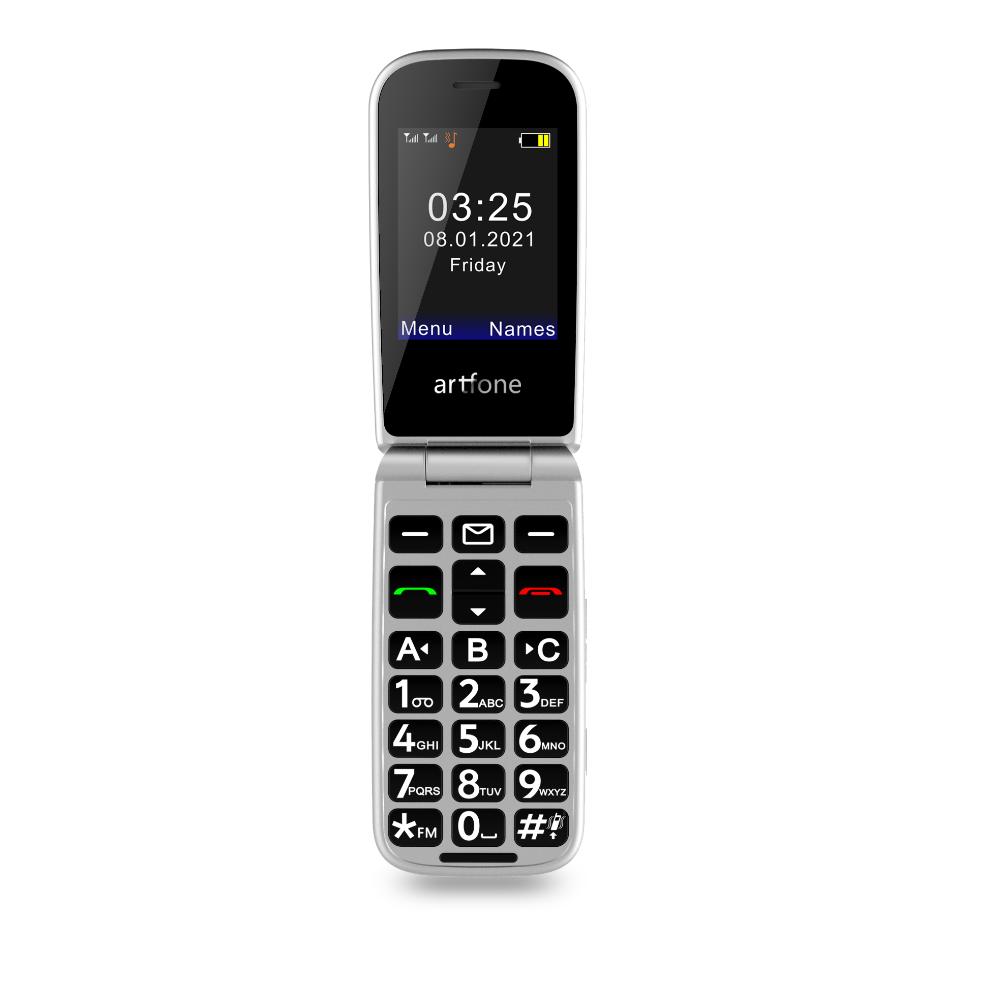 Senjorų mobilusis telefonas Artfone F20 juodas/sidarbinis