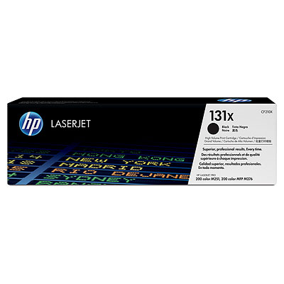 HP 131X High Capacity Black Laser Toner Cartridge, 2400 pages, for HP LaserJet Pro 200 M276n, M276nw|CF210X