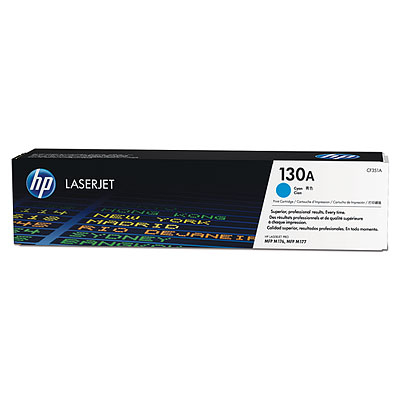 HP 130A Cyan Toner Cartridge, 1000 pages, for LaserJet Pro M176, M177 series|CF351A