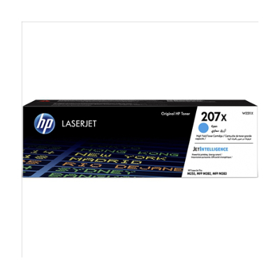 HP 207X High Yield Cyan Toner Cartridge, 2450 pages, for HP Color LaserJet Pro M255, M282, M283|W2211X