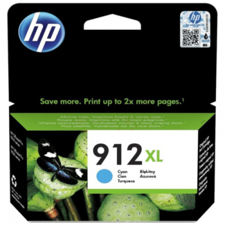 HP 912XL High Capacity Cyan Ink Cartridge, 825 pages, for HP Officejet 8012, 8013, 8014, 8015 Officejet Pro 8020|3YL81AE