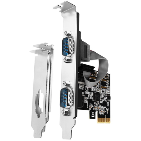 PCI-Express card with two 250 kbps serial ports. ASIX AX99100. Standard & Low Profile.|PCEA-S2N