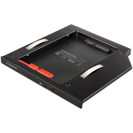 AXAGON RSS-CD09 2.5" SSD/HDD caddy into DVD slot, 9.5 mm, LED, ALU|RSS-CD09