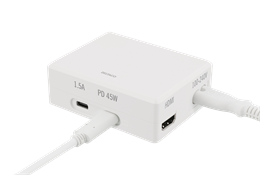 Jungčių stotelė DELTACO 45W USB-C PD, 4K HDMI, USB 3.1 Gen 1, balta / USBC-1288|USBC-1288