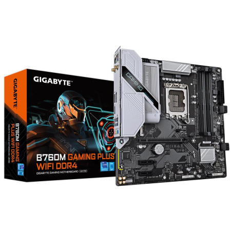 Mainboard|GIGABYTE|Intel B760 Express|LGA1700|Micro-ATX|Memory DDR4|Memory slots 4|2xPCI-Express 3.0 1x|1xPCI-Express 4.0 16x|2xM.2|1xHDMI|1xDisplayPort|2xUSB 2.0|1xUSB 3.2|1xUSB-C|1xPS/2|1xOptical S/PDIF|1xRJ45|3xAudio port|B760MGPWIFIDDR41.0|B760M G P WIFI DDR4 1.0