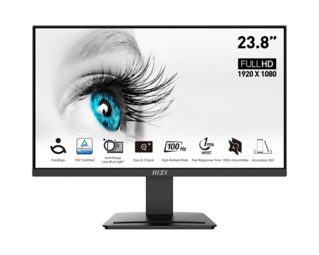 LCD Monitor|MSI|PRO MP2412|23.8"|Business|Panel VA|1920x1080|16:9|100Hz|Matte|4 ms|Tilt|Colour Black|PROMP2412|PRO MP2412