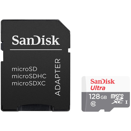 SanDisk Ultra microSDXC 128GB + SD Adapter 100MB/s Class 10 UHS-I- Tablet Packaging|SDSQUNR-128G-GN6TA