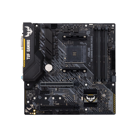 Asus | TUF GAMING B450M-PLUS II | Processor family AMD | Processor socket AM4 | DDR4 | Memory slots 4 | Number of SATA connectors 6 x SATA III | Chipset AMD B | Micro ATX|90MB1620-M0EAY0