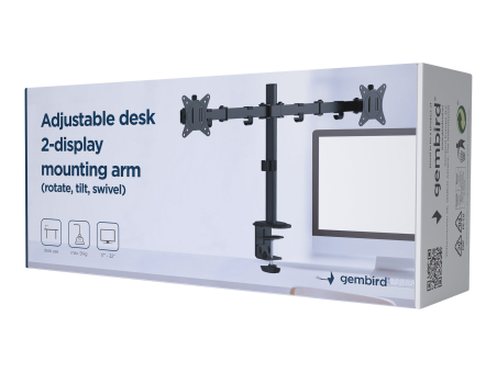 GEMBIRD Adjustable desk 2-display mount|MA-D2-01