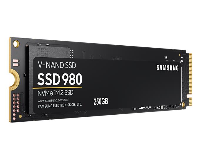 Samsung V-NAND SSD 980 250 GB, SSD form factor M.2 2280, SSD interface M.2 NVME, Write speed 1300 MB/s, Read speed 2900 MB/s