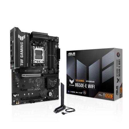 Mainboard|ASUS|AMD B650|ATX|Memory DDR5|Memory slots 4|1xPCI-Express 4.0 1x|1xPCI-Express 4.0 16x|1xPCI-Express 5.0 16x|3xM.2|1xHDMI|1xDisplayPort|3xUSB 2.0|3xUSB 3.2|2xUSB-C|3xAudio port|TUFGAMINGB650E-EWIFI|TUF GAMING B650E-E WIFI