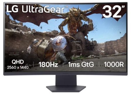 LCD Monitor|LG|32GS60QC-B|32"|Gaming/Curved|Panel VA|2560x1440|16:9|180 Hz|Matte|1 ms|Tilt|32GS60QC-B|32GS60QC-B