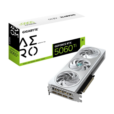 Graphics Card|GIGABYTE|NVIDIA GeForce RTX 5060 Ti|16 GB|GDDR7|128 bit|PCIE 5.0 16x|GPU 2647 MHz|Triple slot Fansink|1xHDMI|3xDisplayPort|GV-N506TAEROOC-16GD1.0|GV-N506TAERO OC-16GD 1.0