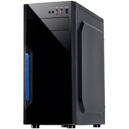 Chassis INTER-TECH B-42 Black Midi Tower, ATX, 2xUSB2.0, Blue LED strip, PSU optional|IT-B-42_RGB