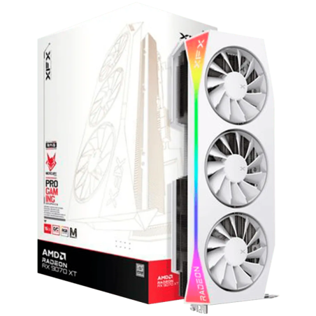 XFX Mercury AMD Radeon RX 9070XT OC White Magnetic Air Edition with RGB 16GB GDDR6 HDMI 3xDP, AMD RDNA 4|RX-97TMARGW9