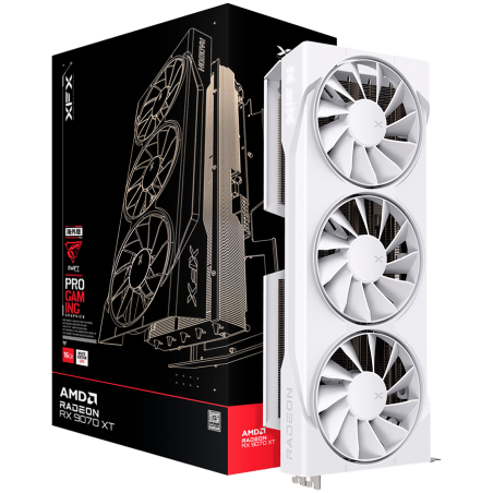 XFX Swift AMD Radeon RX 9070XT White Triple fan Gaming Edition with 16GB GDDR6 HDMI 3xDP, AMD RDNA 4|RX-97TSWF3W9