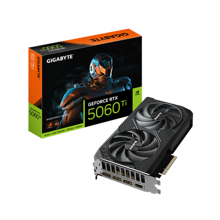 Gigabyte GeForce RTX 5060 Ti WINDFORCE OC 16G | NVIDIA | 16 GB | GeForce RTX 5060 Ti | GDDR7 | HDMI ports quantity 1 | PCI-E 5.0|GV-N506TWF2OC-16GD