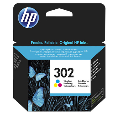 HP 302 Tri-color Ink Cartridge, 165 pages, for HP Officejet 3830,3834,4650, Deskjet 2130,3630,1010, Envy 4520|F6U65AE