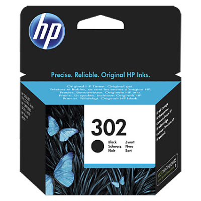 HP 302 Black Ink Cartridge, 190 pages, for HP OfficeJet 3830,3834,4650, DeskJet 2130,3630,1010, Envy 4520|F6U66AE