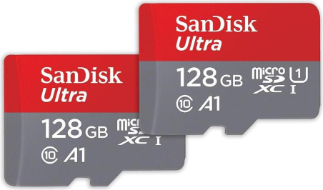 SanDisk Ultra microSDXC 128GB + SD Adapter 140MB/s A1 Class 10 UHS-I - 2-pack|SDSQUAB-128G-GN6MT