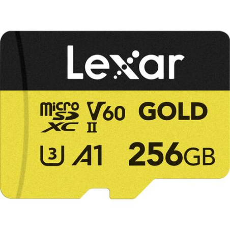 Lexar GOLD microSDXC UHS-IIcards, 256GB, up to  280MB/s read 180MB/s Write, C10 A1 V60 U3|LMSGOLD256G-BNNNG