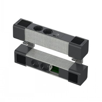 SCHNEIDER ELECTRIC UNICA SYSTEM+ DESK UNIT 4XSCHUKO+USBA/C+RJ OPT, ANTHR/GREY|INS44405