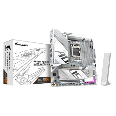 Mainboard|GIGABYTE|SAM5|Micro-ATX|Memory DDR5|Memory slots 4|1xPCI-Express 3.0 16x|1xPCI-Express 5.0 16x|2xM.2|1xHDMI|1xDisplayPort|4xUSB 2.0|7xUSB 3.2|2xUSB-C|1xOptical S/PDIF|1xRJ45|2xAudio port|B850MAELTWF6EICE|B850M A ELT WF6E ICE