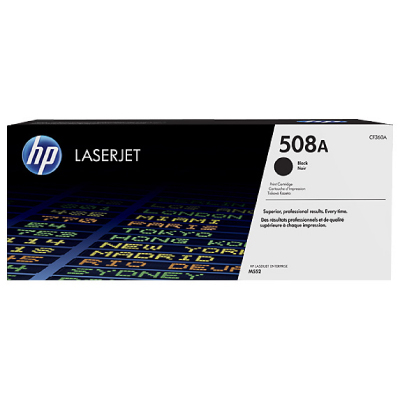 HP 508A Black Laser Toner Cartridge, 6000 pages, for HP Color LaserJet Enterprise M552, M553|CF360A