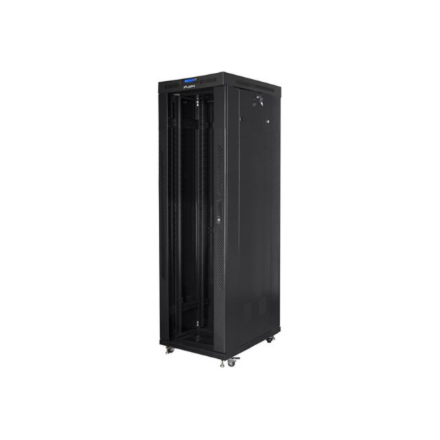 Installation cabinet rack 19 42U 600x1000 black, black glass door lcd (flat pack)|FF01-6042-12BL