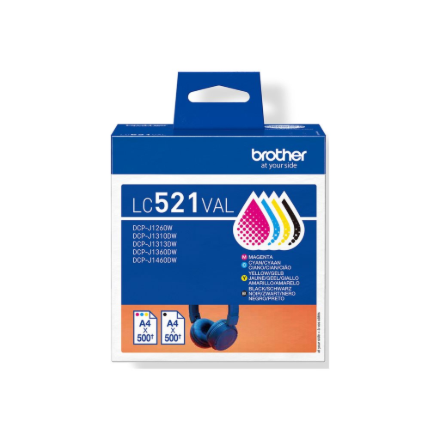 Brother LC521VAL Inkjet Cartridge Value Pack C/M/Y/K | Brother|LC521VAL
