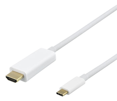USB-C - HDMI kabelis DELTACO 4K UHD, paauksuotos jungtys, 3m, baltas / USBC-HDMI1031-K / 00140024|00140024