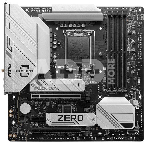 MSI B760M PROJECT ZERO | Processor family Intel | Processor socket LGA1700 | DDR5 | Supported hard disk drive interfaces SATA, M.2 | Number of SATA connectors 4