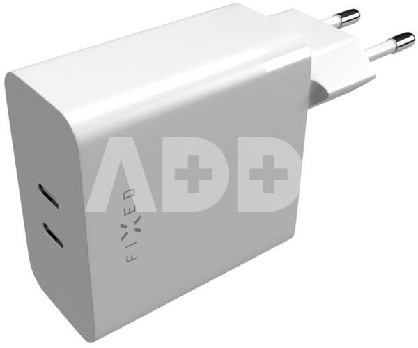 Fixed Dual USB-C Mains Charger, PD support, 65W