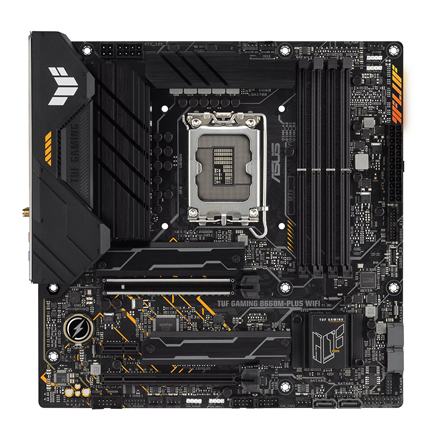 Asus TUF GAMING B660M-PLUS WIFI Processor family Intel, Processor socket LGA1700, DDR5 DIMM, Memory slots 4, Supported hard disk drive interfaces 	SATA, M.2, Number of SATA connectors 4, Chipset B660, mATX