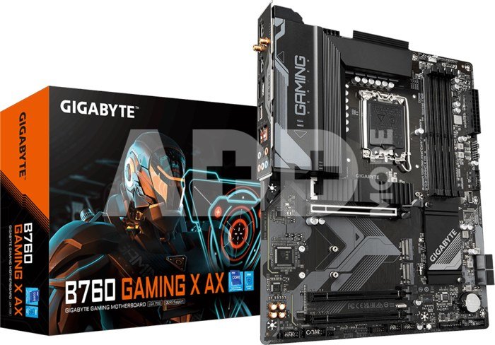 Gigabyte B760 GAMING X AX 1.1 M/B Processor family Intel, Processor socket LGA1700, DDR5 DIMM, Memory slots 4, Supported hard disk drive interfaces 	SATA, M.2, Number of SATA connectors 4, Chipset Intel B760 Express, ATX