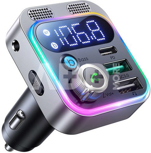 FM transmitter for Joyroom JR-CL16, USB + USB-C, 48W (black)