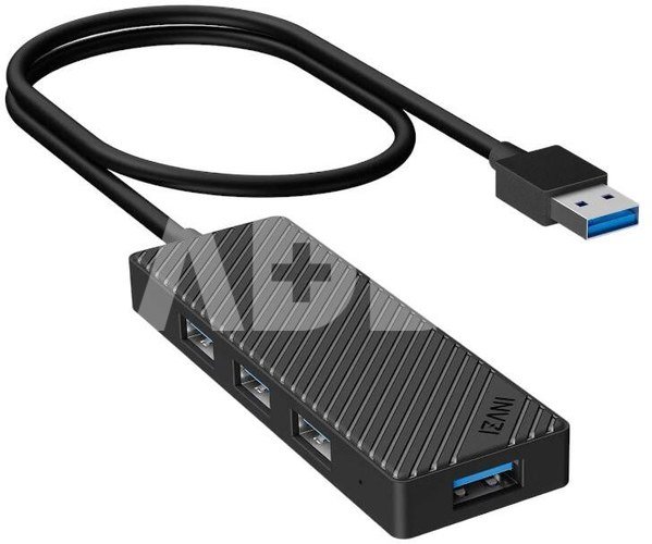 Adapter Hub 4 in 1, INVZI, MH04, 4x USB 3.0 (black)