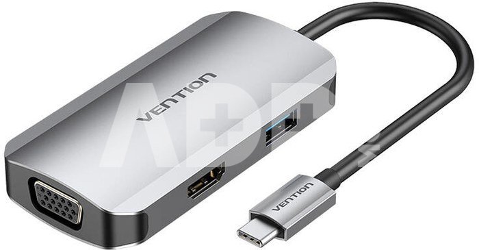 USB-C Docking Station to HDMI, VGA, USB 3.0, PD 0.15m Vention TOAHB, gray