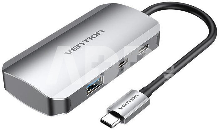 USB-C to USB-C Docking Station, 3x USB3.0, PD 0.15m Vention TNDHB, gray