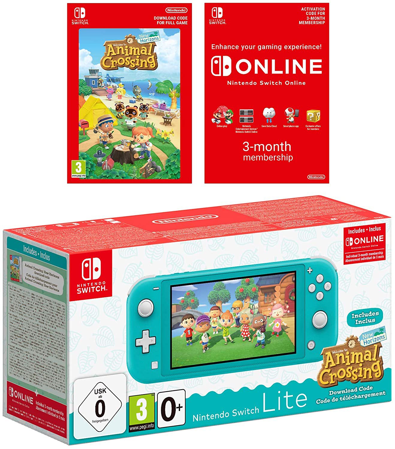 Nintendo Switch Lite turkio + Animal Crossing New Horizons + 3 mėnesių ONLINE