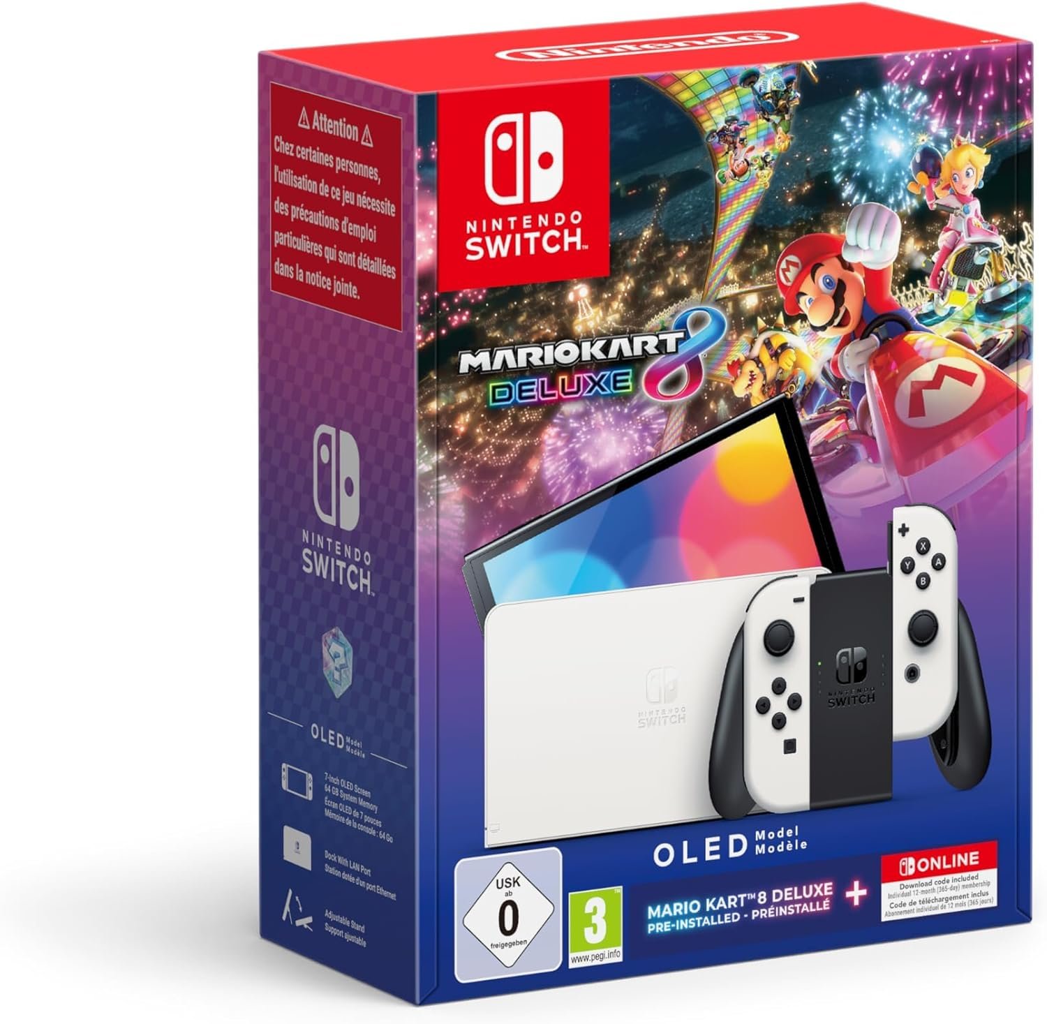 Nintendo Switch OLED Baltas + Mario Kart 8 + Online