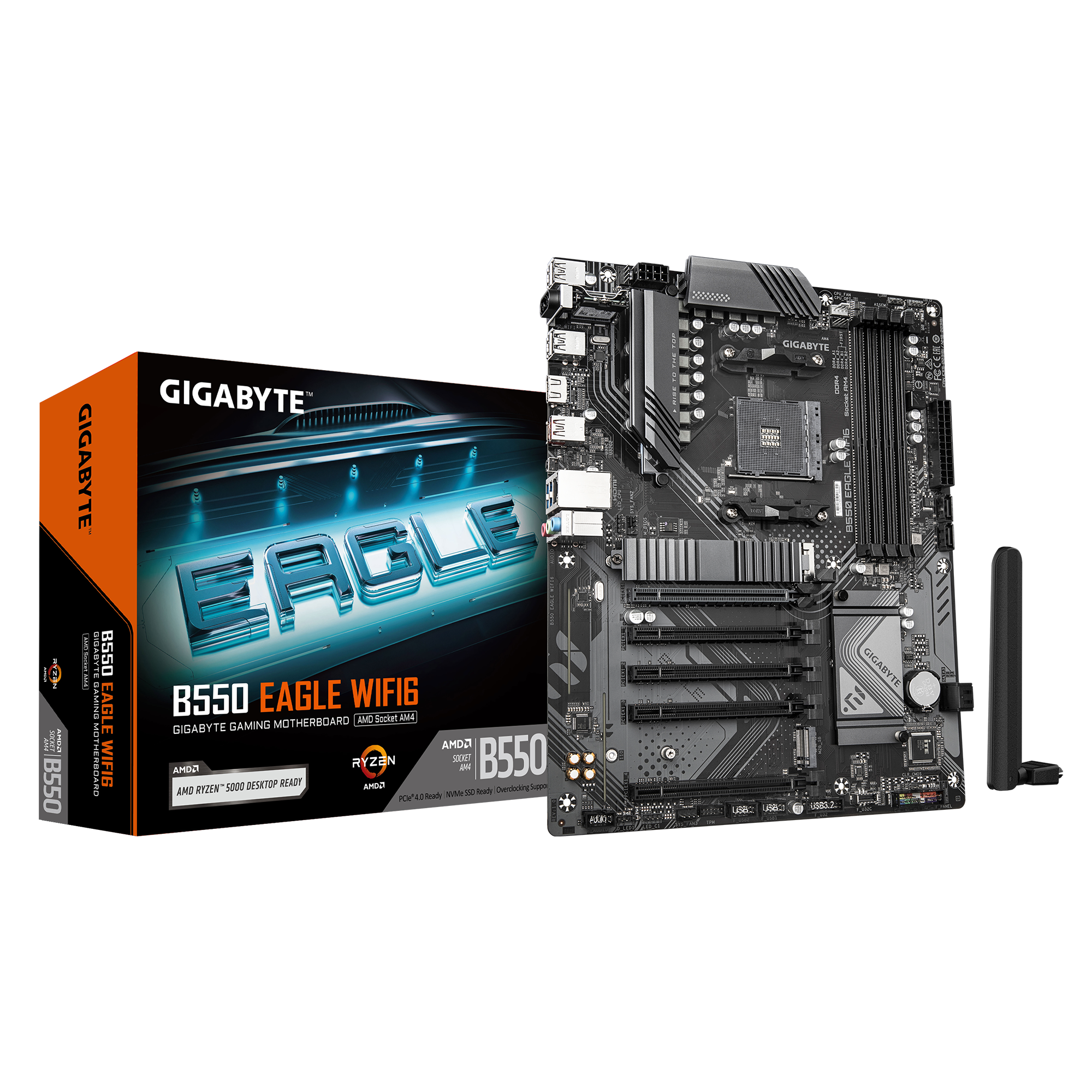 Gigabyte B550 EAGLE WIFI6 | Processor family AMD | Processor socket AM4 | DDR4 | Supported hard disk drive interfaces SATA, M.2 | Number of SATA connectors 4