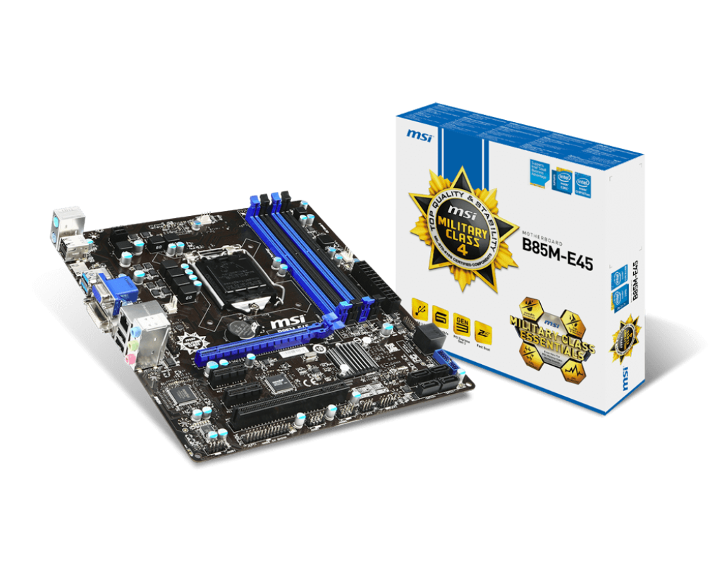 Pagrindinės Plokštės MSI B85-E45 Komplektas Su i5 4590S Ir 16Gb Ram