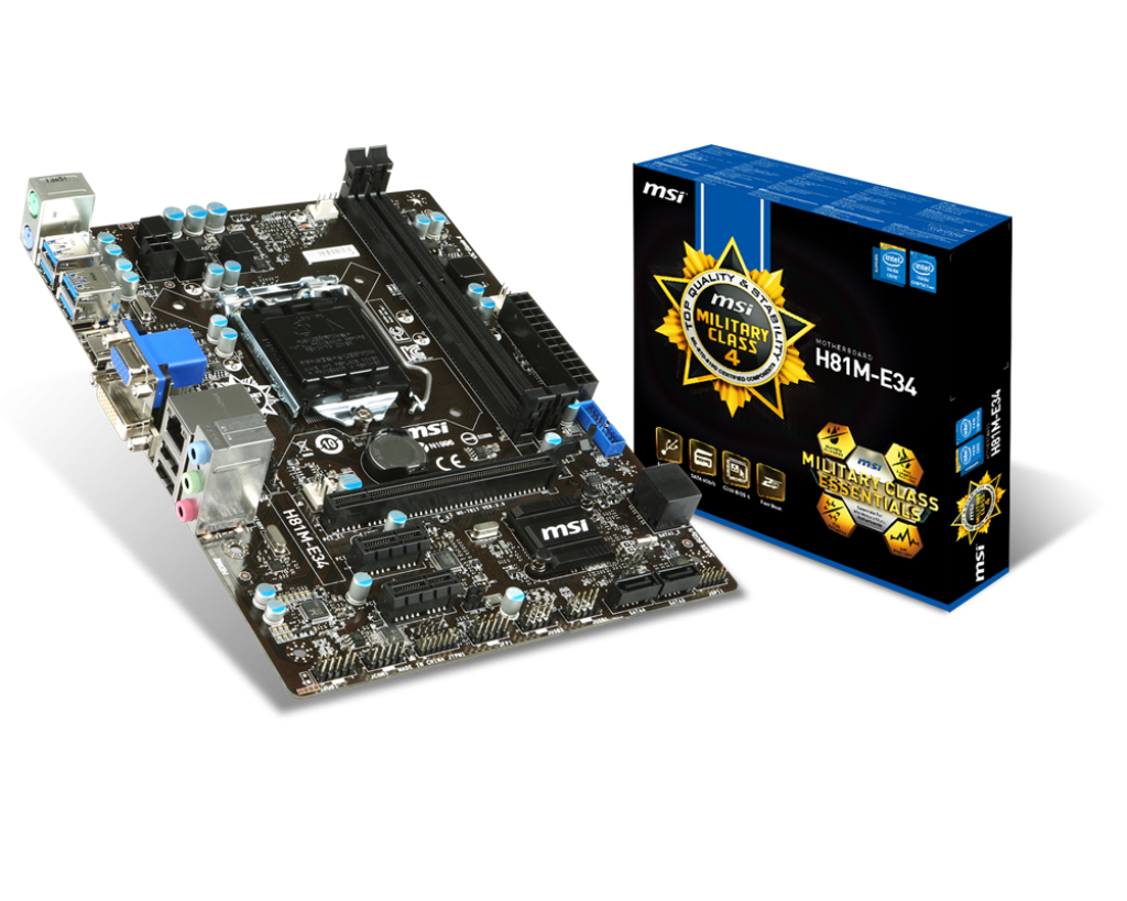 Pagrindinės Plokštės MSI H81m-e34 Komplektas Su i5 4440 Ir 8Gb Ram