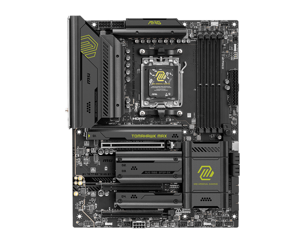 MSI MAG B850 TOMAHAWK MAX WIFI | Processor family AMD | Processor socket AM5 | DDR5 | Supported hard disk drive interfaces SATA, M.2 | Number of SATA connectors 4