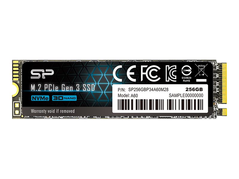 Silicon Power | SSD | P34A60 | 256 GB | Solid-state drive interface PCIe Gen3x4 | Read speed 2200 MB/s | Write speed 1600 MB/s