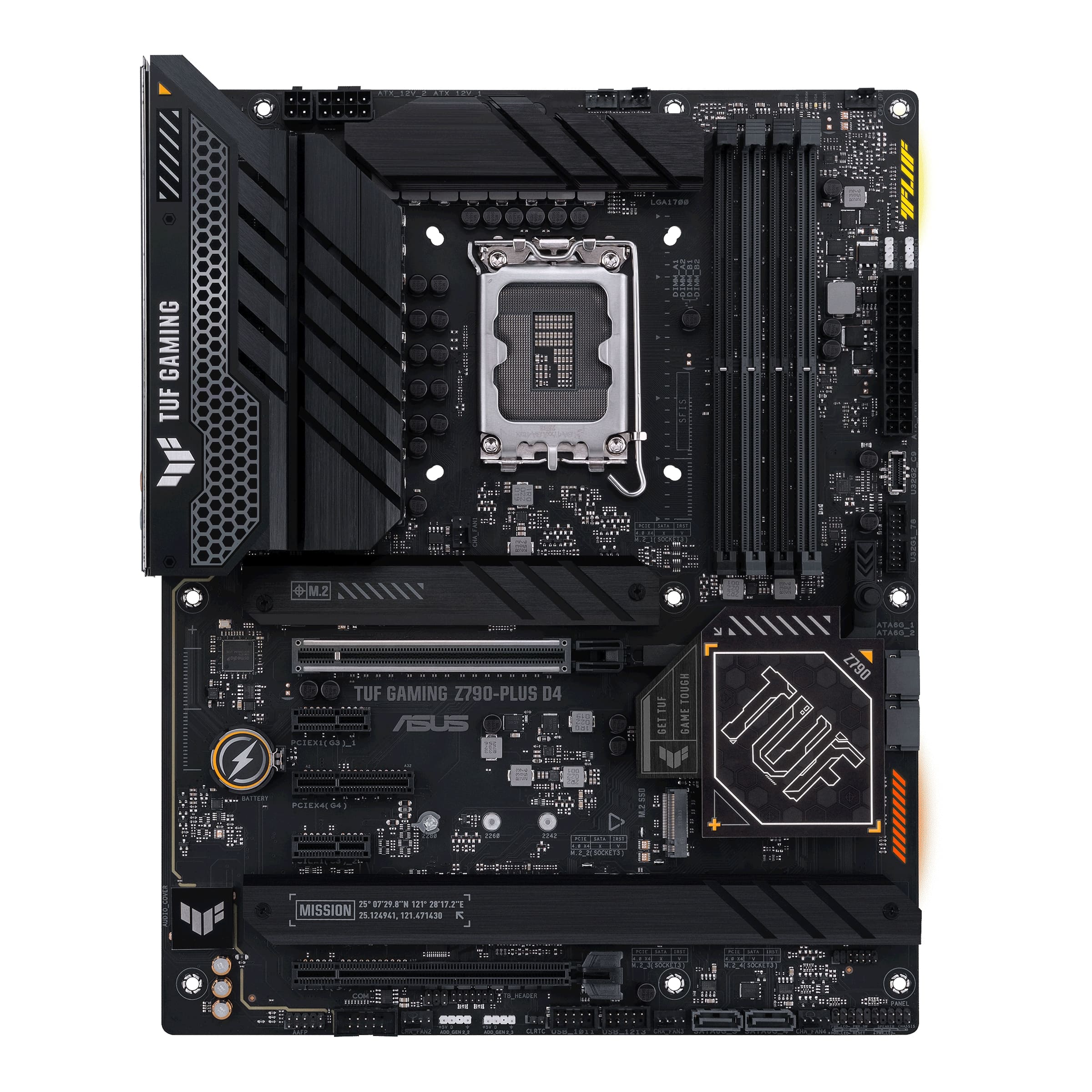 Asus | TUF GAMING Z790-PLUS D4 | Processor family Intel | Processor socket  LGA1700 | DDR4 DIMM | Memory slots 4 | Supported hard disk drive interfaces 	SATA, M.2 | Number of SATA connectors 4 | Chipset  Intel Z790 | ATX