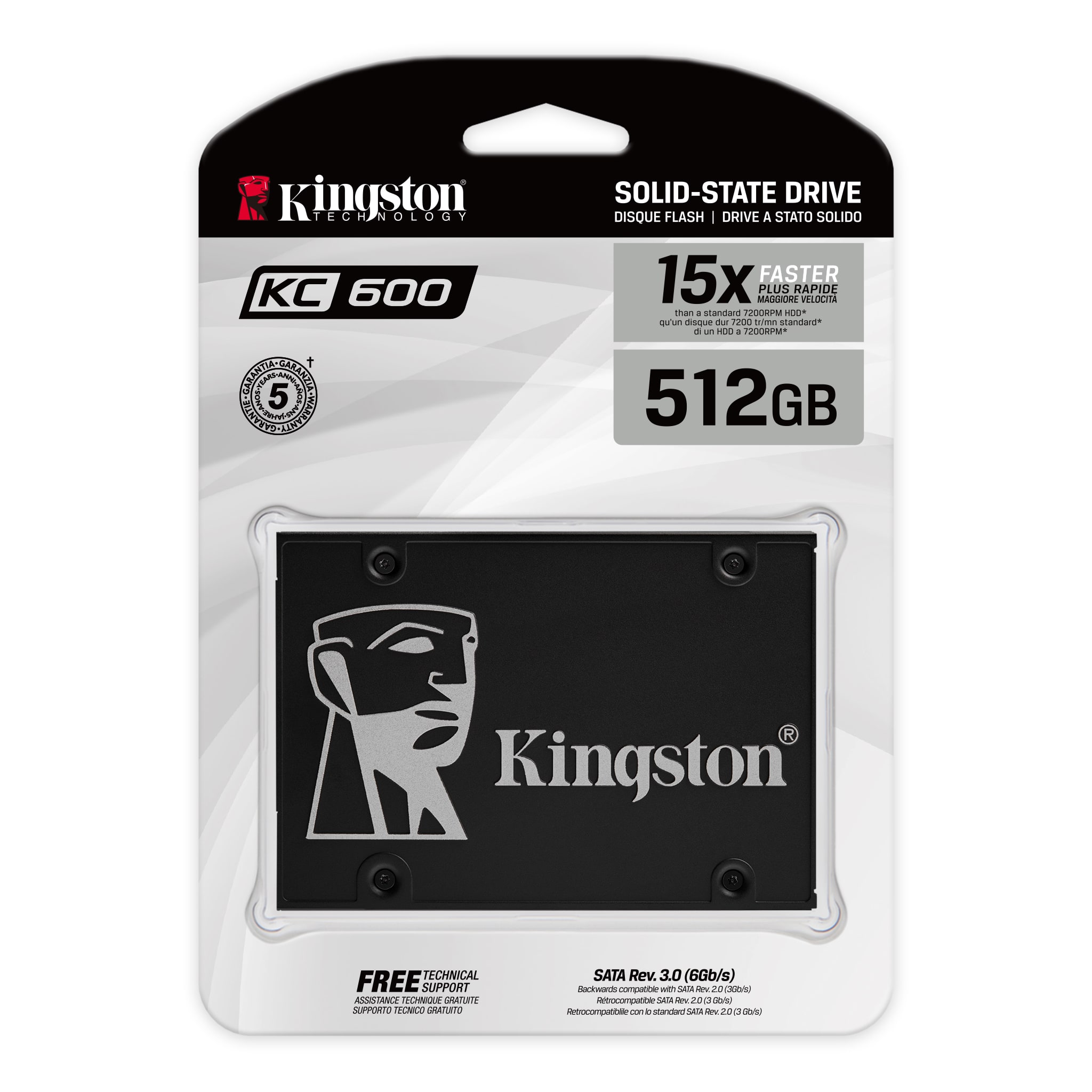 Kingston | KC600 | 512 GB | SSD form factor 2.5" | Solid-state drive interface SATA | Read speed 550 MB/s | Write speed 520 MB/s