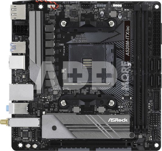 ASRock A520M-ITX/AC | Processor family AMD | Processor socket AM4 | DDR4 | Supported hard disk drive interfaces SATA, M.2 | Number of SATA connectors 4